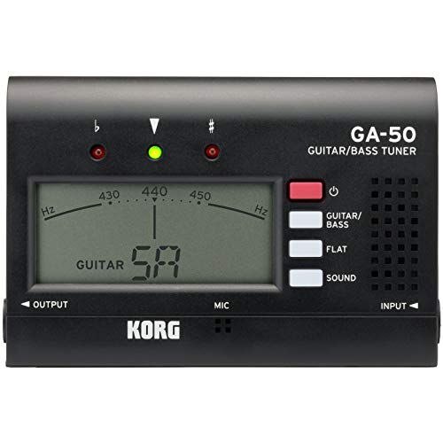 Korg GA-50 Gitarre & Bass Tuner (Stimmgerät speziell für Gitarristen und Bassisten für präzises Stimmen) Schwarz