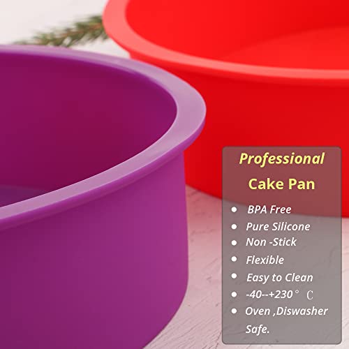 8 Inch Cake Pans For Baking -Set Of 3-Silicone Cake Mold ,Nonstick & Easy Release Baking Pans For Layer Cake, Cheese Cake ，Chocolate Cake And Rainbow Cakes #TOP1