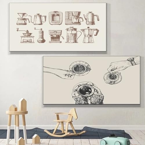 Peintures et affiches de cuisine café XINBAO 40x60cm avec cadre noir pour mur