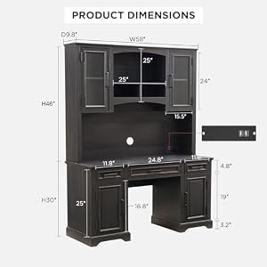 JXQTLINGMU Farmhouse 58" Large Bar Cabinet with Hutch, 76" Height Storage Cabinet, Coffee Bar, Buffet Sideboard, Kitchen Hutch Pantry for Kitchen Bathroom Dining Room (Black) JXQTLINGMU Farmhouse 58 Large Bar Cabinet with Hutch 76 Height Storage Cabinet Coffee Bar Buffet Sideboard Kitchen Hutch Pantry for Kitchen Bathroom Dining Room Black