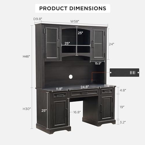 JXQTLINGMU-Farmhouse-58-Large-Bar-Cabinet-with-Hutch-76-Height-Storage-Cabinet-Coffee-Bar-Buffet-Sideboard-Kitchen-Hutch-Pantry-for-Kitchen-Bathroom-Dining-Room-Black JXQTLINGMU Farmhouse 58 Large Bar Cabinet with Hutch 76 Height Storage Cabinet Coffee Bar Buffet Sideboard Kitchen Hutch Pantry for Kitchen Bathroom Dining Room Black