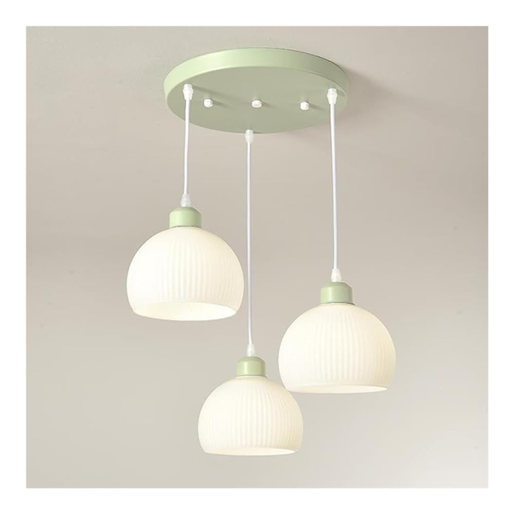 Lustre moderne en verre vert blanc douille E27 à hauteur réglable