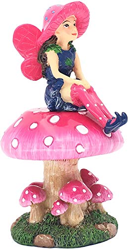 Mimi The Large Miniature Fairy with a Detachable Mushroom Fairy Stand for Your Fairy Garden / Miniature Garden