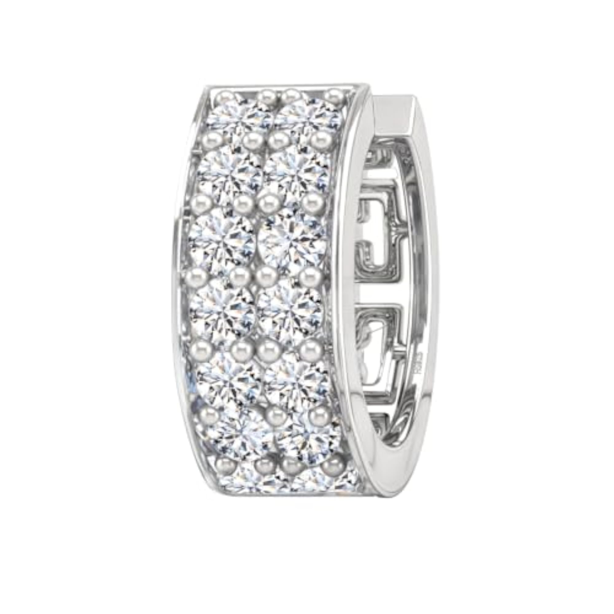 Men's 925 Silver Hoop Earring, Sparkling Zirconia