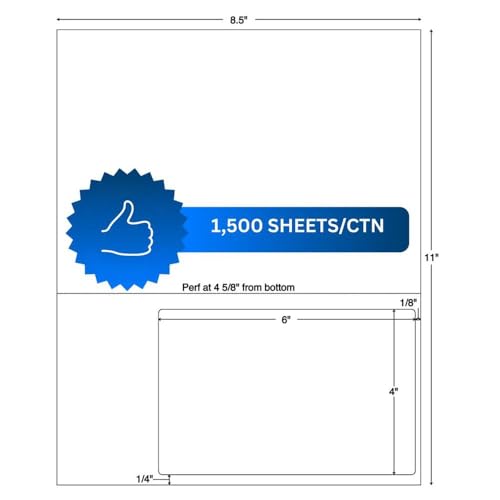 Tabbies Integrated Shipping Label with Tear Away Paper Receipt, Printable Sheet with Label, 6