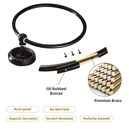8 Piece Oil Rubbed Bronze Bathroom Accessories Set - Toocust Brass 24” Towel Holder & Double Towel Bar Set, Antique Bar Brass Bath Accessories - Wall Mounted Brass Bathroom Hardware Accessory Set #TOP2