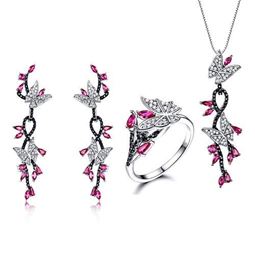 Collar de plata de ley 925 con mariposa de alta joyería y rubí rojo