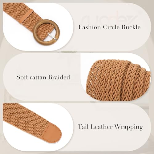 SUOSDEY Women Wide Braided Belt Rattan Waist Belt for Dress Pants Fashion Boho Belt3