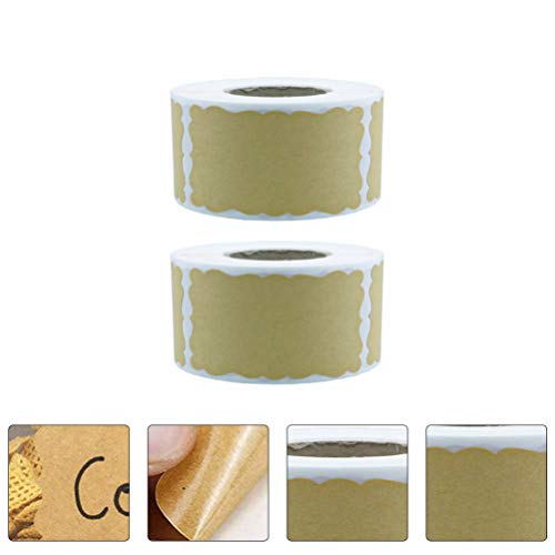 ARTIBETTER 2 Rolls/ 500Pcs Etiquetas da Etiqueta Em Branco de Papel Kraft Marrom Presente Etiquetas