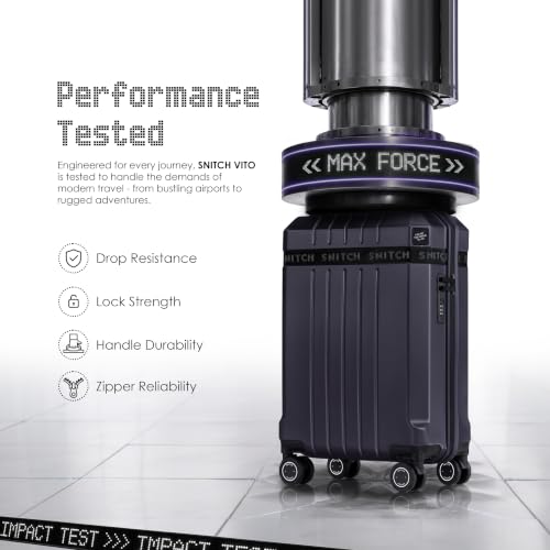 Image of SNITCH VITTO Cabin Size Blue Polycarbonate Hard Travel Suitcase - Trolley Bag Small & Luggage with 8 Wheels, Premium Lock, Wet Pouch & Free Shoe Bag