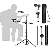 Soporte Micrófono Suelo, Trípode Micrófono Cuello de Cisne Altura Ajustable 76-203cm, Pie de Microfono con 2 Pinza Micrófono, 2 Brazo Microfono, Adaptador de 3/8' a 5/8', para Blue Yeti Snowball etc.