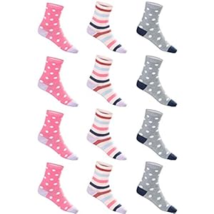 12 paar kindersokken voor meisjes met een hoog percentage katoen, kleurrijke kinder sokken in verschillende uitvoeringen…
