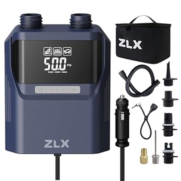 ZLX Pompa Elettrica SUP 50PSI, Compressore Aria Portatile, Con Cavo Auto 3m 12V DC, Alta Pressione, Pompa per Tavole Gonfiabili, Kayak, Barche, Tende, Materassi ad Aria