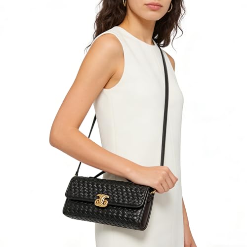 Image of JYG Woven Handbag for Women Fashion Evening Shoulder Bag PU Leather Handmade Clutch Purse Casual Crossbody Bags 2024