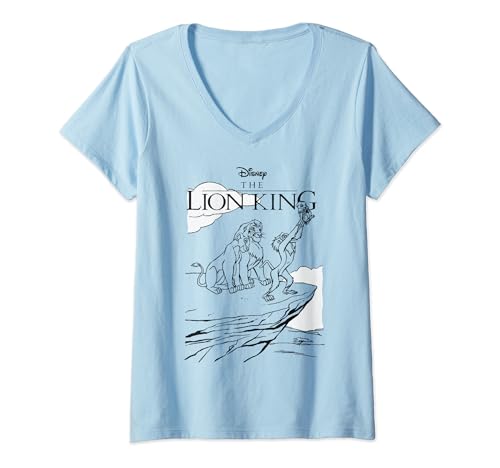 T-shirt Roi Lion col V Disney pour femme avec imprimé Pride Rock