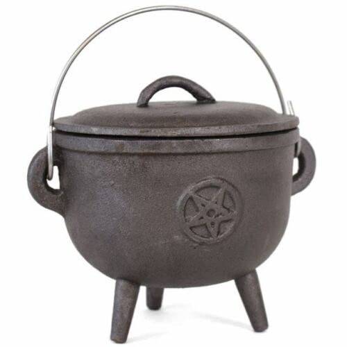 Cast Iron Cauldron Pentagram Wiccan Supplies Pagan Gift Altar Pentacle Spellcast Potions