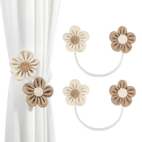 2 pezzi fermatende, elegante fermatende, fermatende a forma floreale, semplice fermatende, fermatende, fermatende per casa e ufficio (beige + cachi)