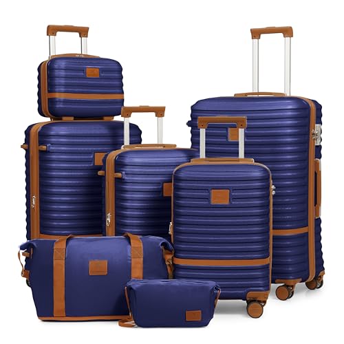 Image of Joyway Luggage Set 7 Piece Suitcase Sets with Spinner Wheel,Hardside Expandable Travel Laggage with TSA Lock(18 /20 /24 /28 Navy)