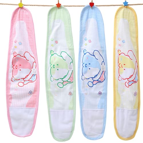 4 piezas de banda para el ombligo del bebé, cubierta suave del cordón umbilical de dibujos animados para recién nacido con 4 colores, banda para el vientre bebé para niño niña de 0 a 12 meses.