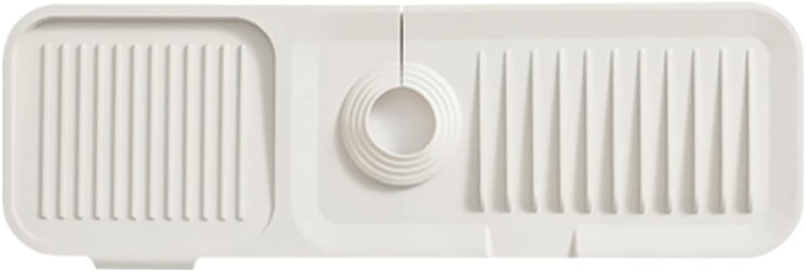 SZKMG Silicone Splash Guard Faucet Kitchen Sink Mat Handle Drip Catcher Tray for Dish Soap Sponge Holder Large Kitchen Bathroom Sink Protector Cover Faucet Countertop Pad (White)