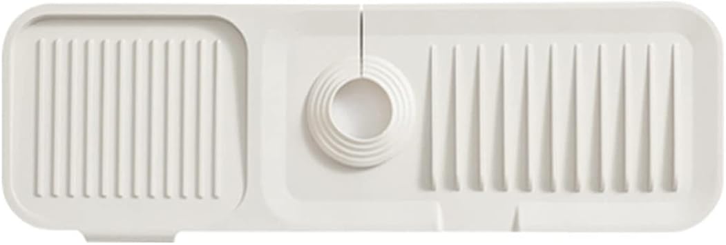 SZKMG Silicone Splash Guard Faucet Kitchen Sink Mat Handle Drip Catcher Tray for Dish Soap Sponge Holder Large Kitchen Bathroom Sink Protector Cover Faucet Countertop Pad White