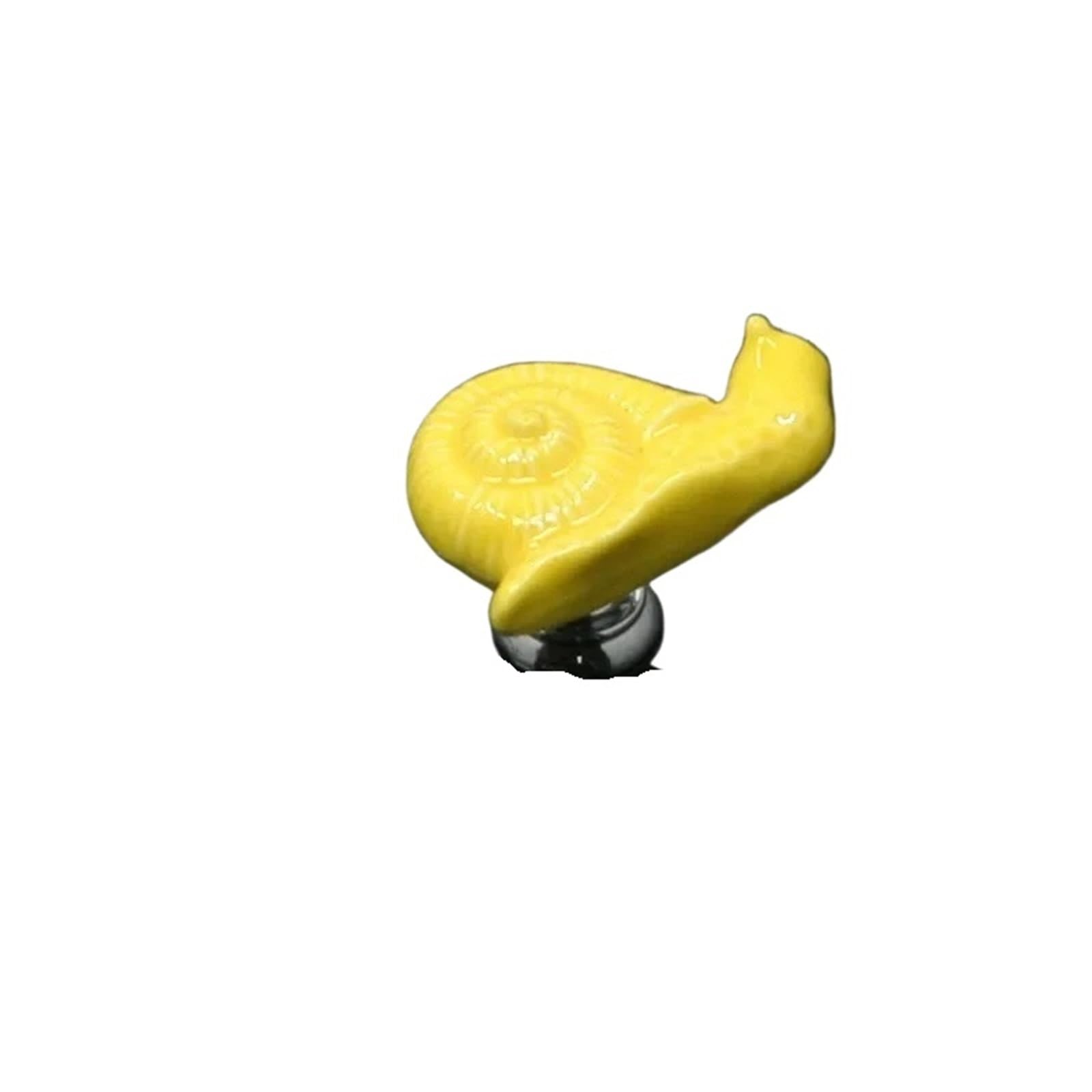 GNYVZXPLQ Ceramic Handle Drawer Knobs, 7 pcs Cartoon Snail Pastoral Ceramic Single Hole Cabinet Drawer Knobs Multicolor(Yellow)