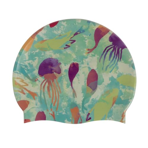 Image of Arena HD Unisex Adult Silicone Swim Cap Men and Women, Swimming Training Racing Pool Bathing Cap 100% Silicone, Mermaid, One Size Fits All