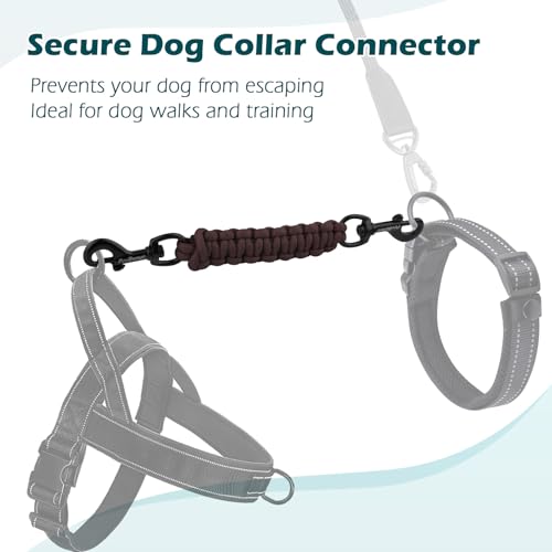 PetBonus Hundehalsband Clips, handgefertigtes Sicherungsband für Hundegeschirr, Stachelhalsband, doppelendiger Leinenverbinder (Braun)