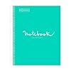 Miquel Rius M Emotions 1 Subject Notebook, Lined 11 x 8.5, 80 Sheets Heavy Weight Paper, 3 Hole Punched, Micro-Perforated, Turquoise Board Cover, Blue