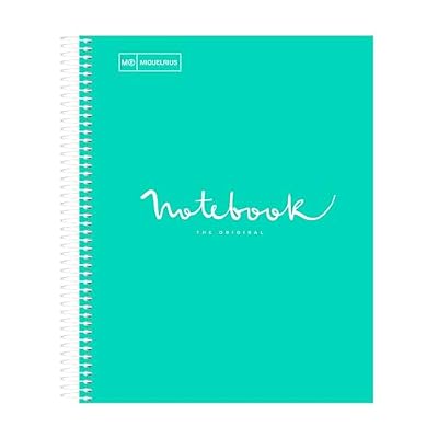 Miquel Rius M Emotions 1 Subject Notebook, Lined 11 x 8.5, 80 Sheets Heavy Weight Paper, 3 Hole Punched, Micro-Perforated, Turquoise Board Cover, Blue