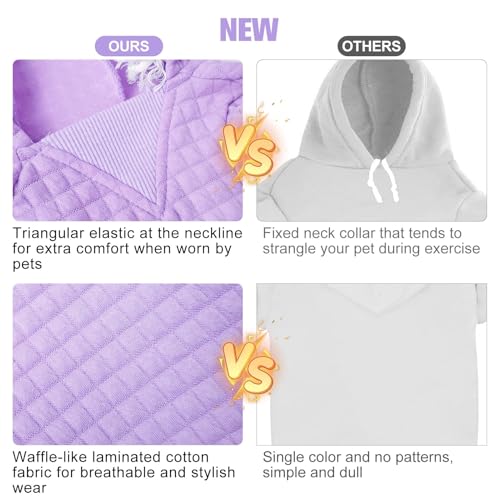 Image of BEAUTYZOO Dog Hoodies Sweater for Small Dogs,Waffle‑Like Laminated Pet Coat | Warm Dog Sweatshirt with Pocket & Leash Hole,Pullover Clothes for Girl Boy Dogs & Cats,Stretchy & Easy‑On‑Off,Chihuahua Puppy