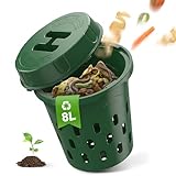 Biigdan 8L Unterirdisch Komposter Garten mit Deckel,PVC Wurmkomposter mit Belüftungslöcher,Organische Wurmkiste für Pflanzenbodenverbesserung,Kompostierbehälter für Garten,Hochbeete, Hof,24x23cm