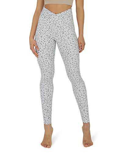 Ododos Gathered Cross Waist Yoga Pants For Women, 28" Full Length Crossover High Waist Athletic Workout Leggings, Dalmatian, Small #TOP7