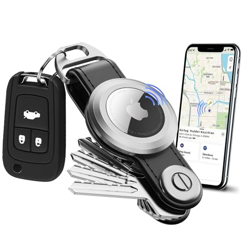Airtag�z���_�[�t�����U�[�L�[�I�[�K�i�C�U�[ - Airtag�L�[�`�F�[���L�[�z���_�[�A�R���p�N�g, �u���b�N, Airtag Keychain Key Holder