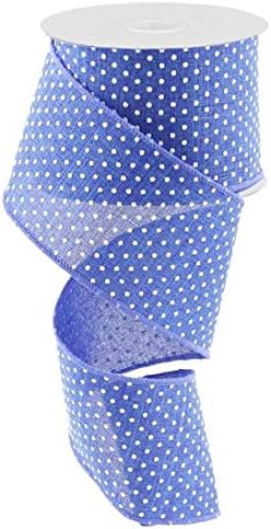 Royal Blue White Raised Swiss Polka Dots Wired Ribbon (2.5 Inches x 50 Yards)