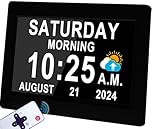 【Upgraded】 19 Alarms Dementia Clock 2.0 with Voice Talking Time, Auto DST, 20 Custom Reminders, 10-Level Dimmer, Sleep Trainer, Day Date Calendar Clock for Seniors Dementia Alzheimers'- with Remote
