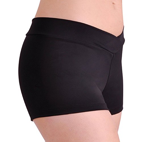 DanceNwear Adult Nylon/Lycra V-Waist Shorts Black