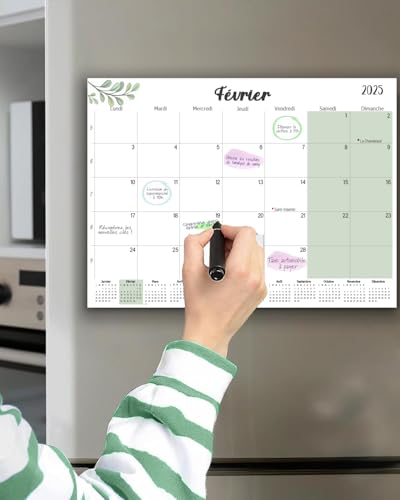(Francés) Calendario magnético para nevera 2024 2025 (15 meses) 32 x 22 cm, calendario familiar oct. 2024 – Dec.2025, calendario de adviento organizador planificado, planificador mensual