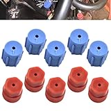 cerfioo 10 PCS Car ABS Top A/C Port Sealing Caps, Blue & Red Rubber Check Valve Covers, 0.78' x 0.63' 0.53' ID Low Pressure + 0.78' x 0.76' 0.65' ID High Pressure, Retrofit Parts