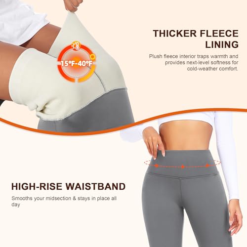 Image of DHSO Thick Winter Fleece Lined Leggings Women - Thermal Warm High Waisted Tummy Control Soft Pants for Snow Cold