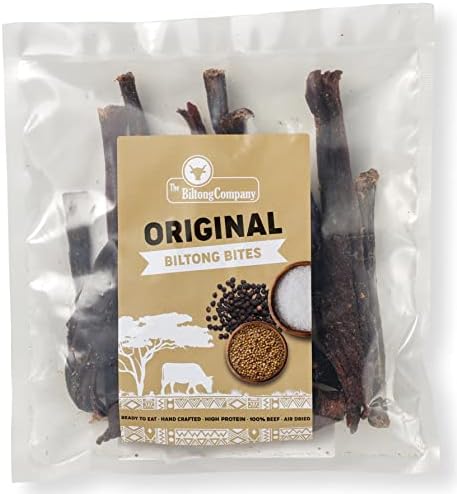 Biltong Stokkies Original Bites 125g – Beef Biltong by The Biltong Company – High in Protein & Keto Diet-Approved – Lean Biltong Stokkies, Spiced Meat Snack Like Jerky