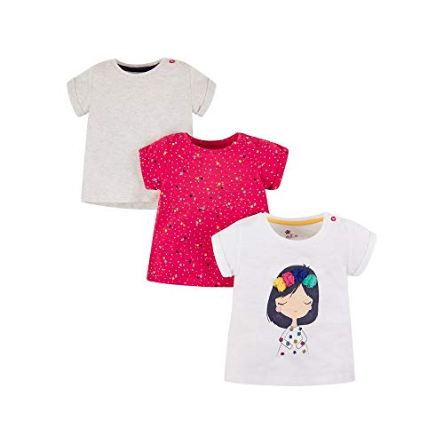 Mothercare MG Pa Girl/gry/Pink 3pk tee Camiseta, (Multi 1), 3-6 Months (Size:68) para Bebés