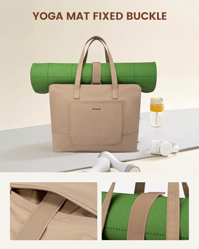 LOVEVOOK Work Tote with Laptop Compartment for Nurse Travel Commuter, Gym Bag with Yoga Mat Strap2