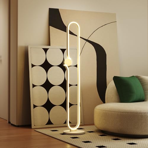 HOMCOM Lampada da Terra a LED forma Nota Musicale con Luminosità Regolabile e Interruttore a Pedale, Lampada da Pavimento in Metallo, Plastica, Vetro, 28x28x145 cm, Bianco