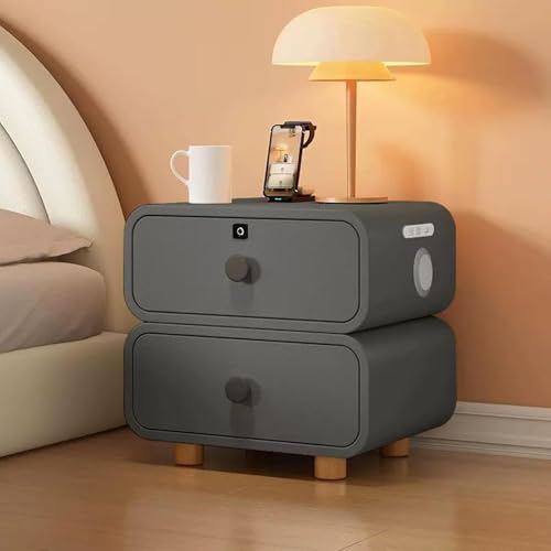FBHDKJNFG mesas de Noche, Muebles de cabecera, for Bedroom Stylish End Side Table with Lights Premium Nightstand(Dark Grey,40x40x48cm)