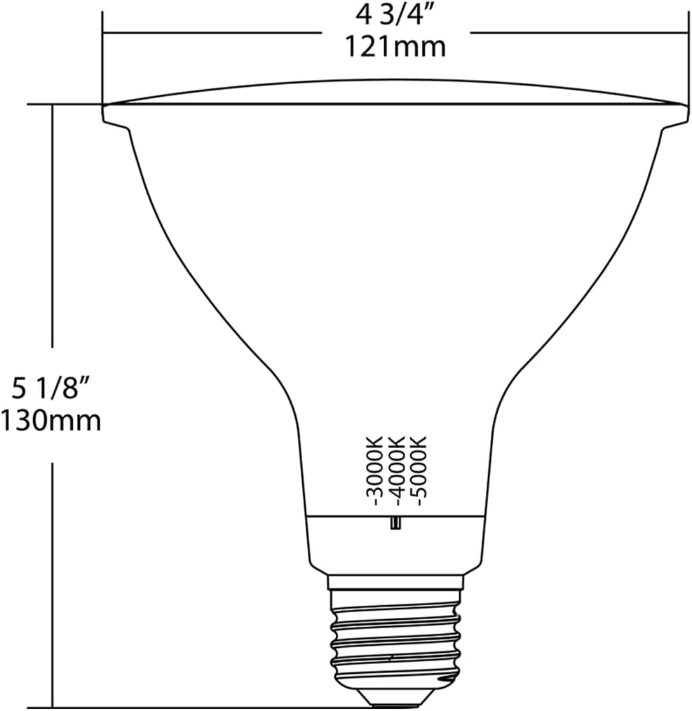 RAB PAR38FA-19-9CCT-40D-DIM LED PAR38 19W Tunable White, Switch 3000K 4000K or 5000K, 90+ CRI, 1800 Lumens , 40 Deg Flood Beam, Replaces 150W Halogens
