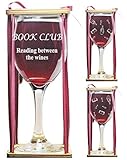 Orange Kat Book Club Reading Between the Wines Stemmed Wine Glass with Charm and Presentation Packaging