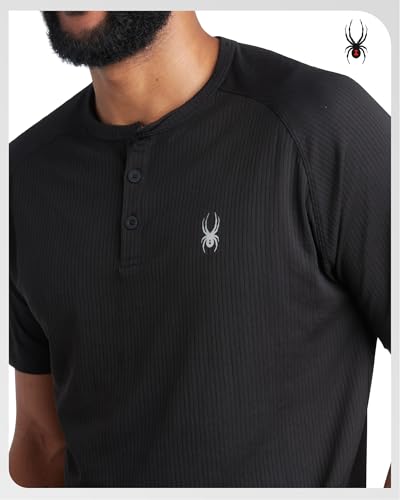 Spyder Mens Shirts - Moisture Wicking Short Sleeve Henley Shirts for Men - Lightweight Quick Dry Athletic Shirt (Sizes: S-XL)3