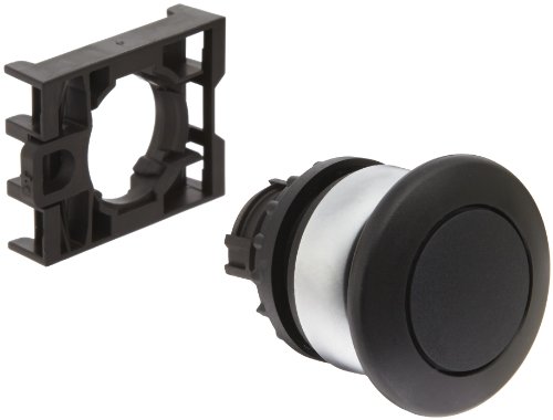 Eaton M22-DP-S Mushroom Head Pushbutton, 22mm Diameter, Black Actuator, Silver