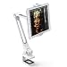 AboveTEK Sturdy iPad Holder, Aluminum Long Arm iPad Tablet Mount, 360° Swivel Tablet Stand & Phone Holder with Bracket Cradle Clamps 4-11" Devices for Kitchen Bedside Office Desk Showcase Display